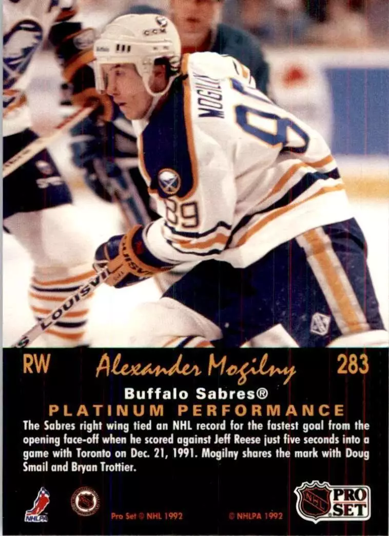 1991-92 Pro Set Platinum #283 Alexander Mogilny PP 1