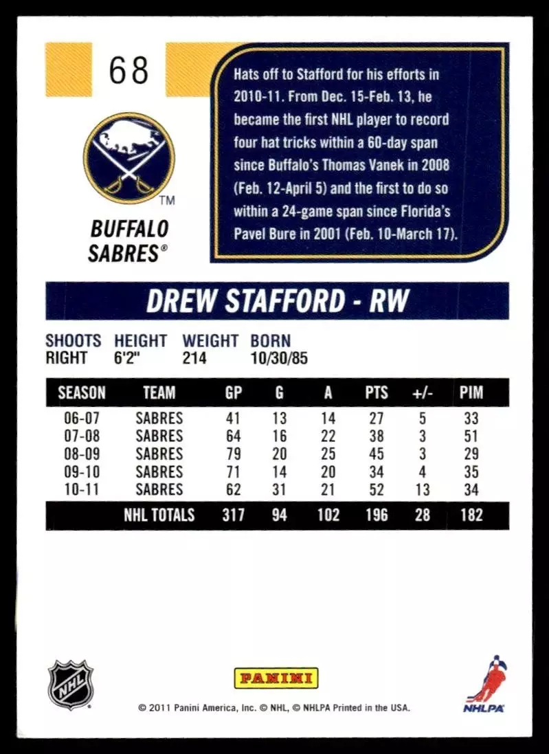 2011-12 Score #68 Drew Stafford 1