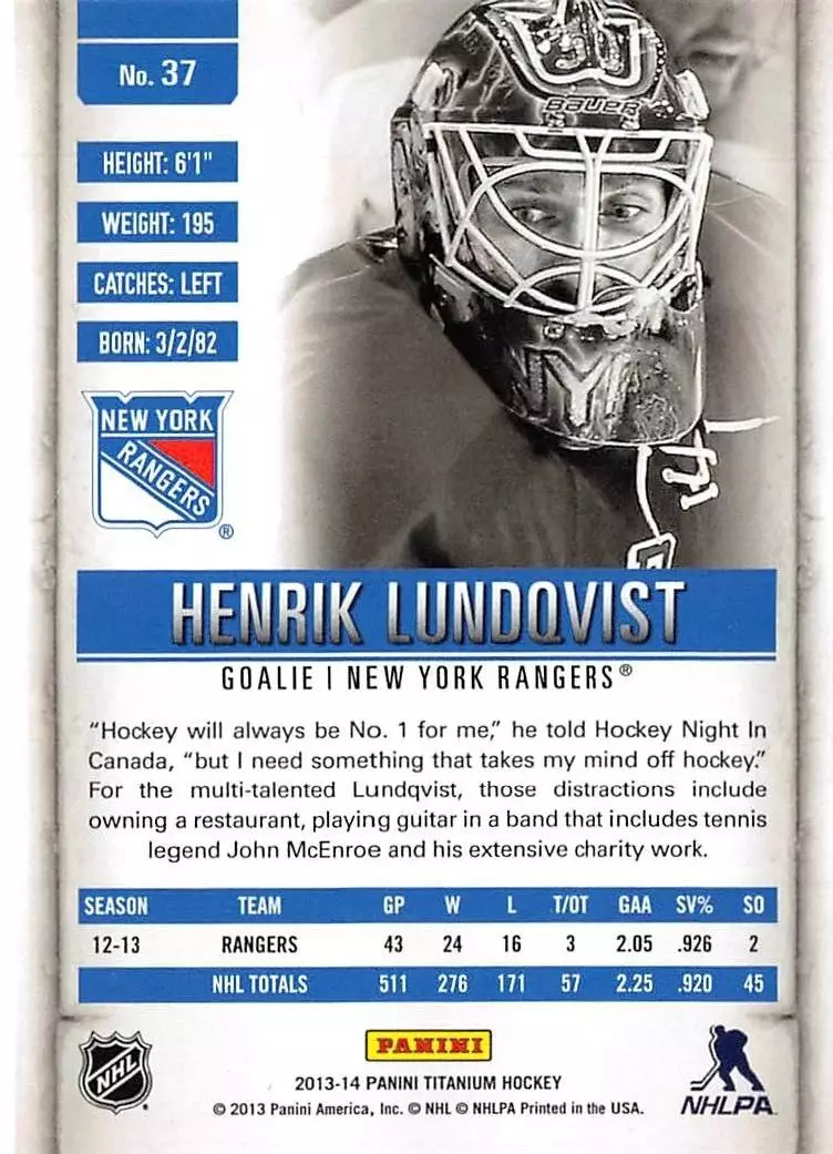2018-19 SP Authentic #50 Henrik Lundqvist 1