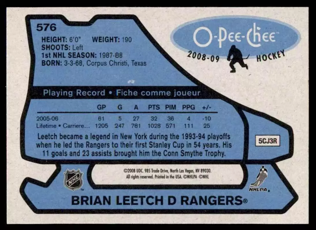 2008-09 O-Pee-Chee 1979-80 Retro #576 Brian Leetch 1