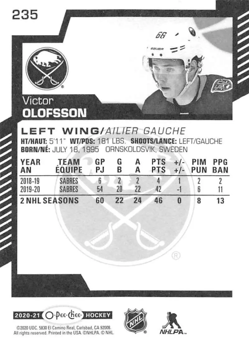 2020-21 O-Pee-Chee #235 Victor Olofsson 1