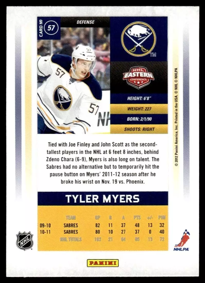 2011-12 Panini Contenders #57 Tyler Myers 1