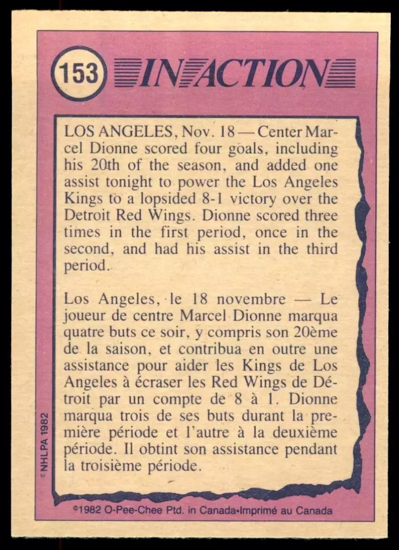 1982-83 O-Pee-Chee #153 Marcel Dionne IA 1