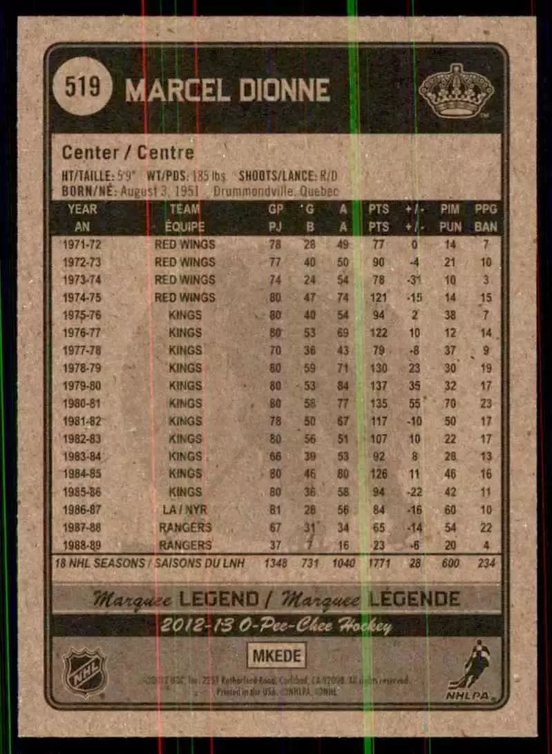 2012-13 O-Pee-Chee #519 Marcel Dionne L 1