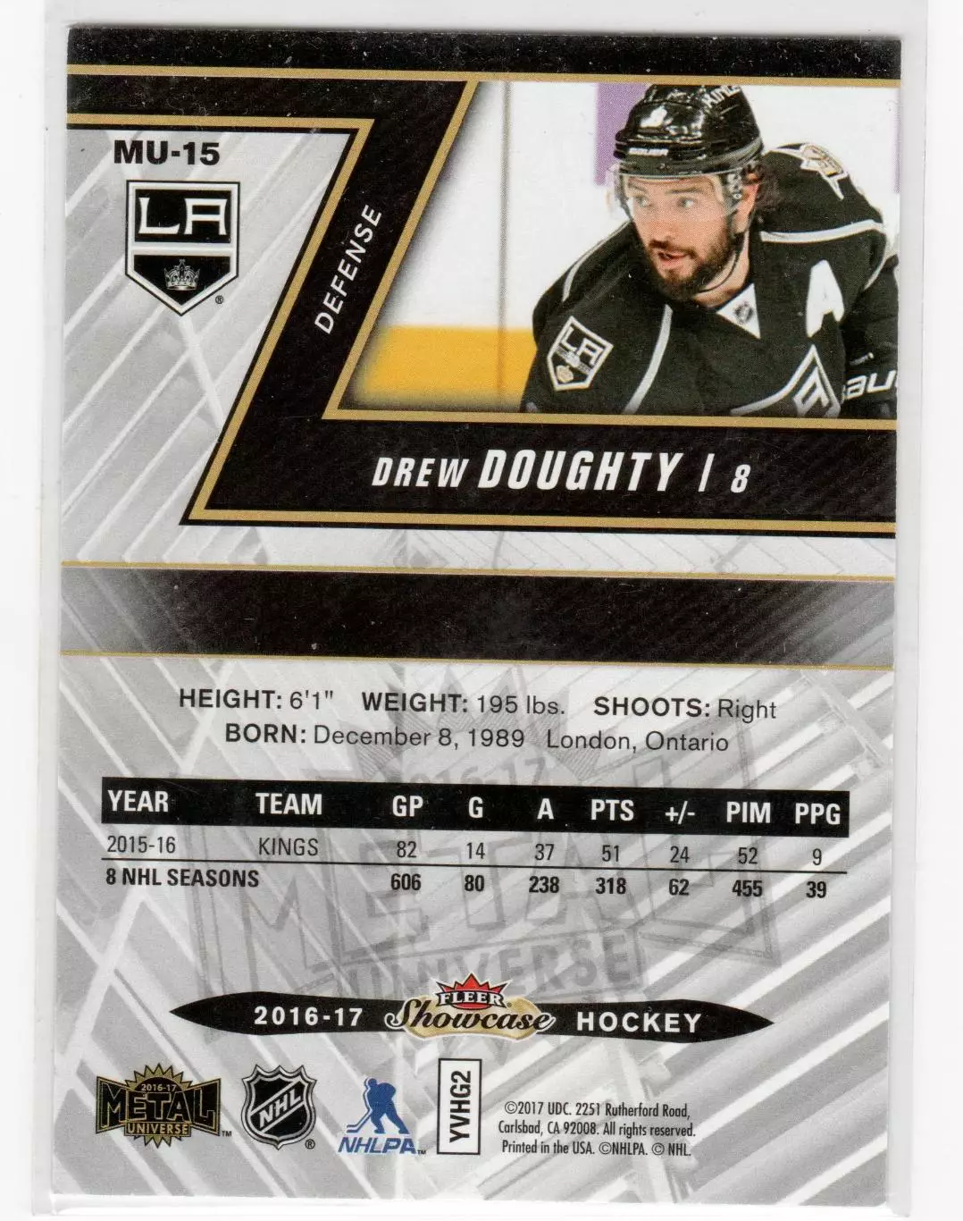 2016-17 Fleer Showcase Metal Universe #MU15 Drew Doughty 1