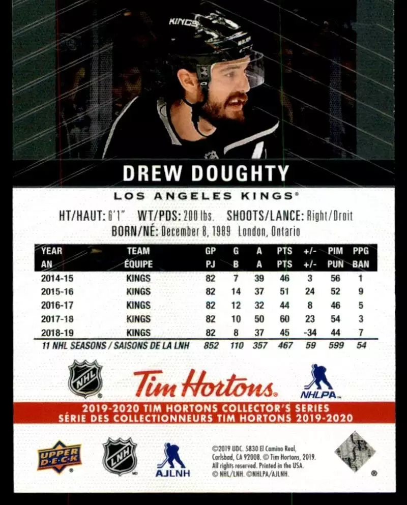 2019-20 Upper Deck Tim Hortons #60 Drew Doughty 1