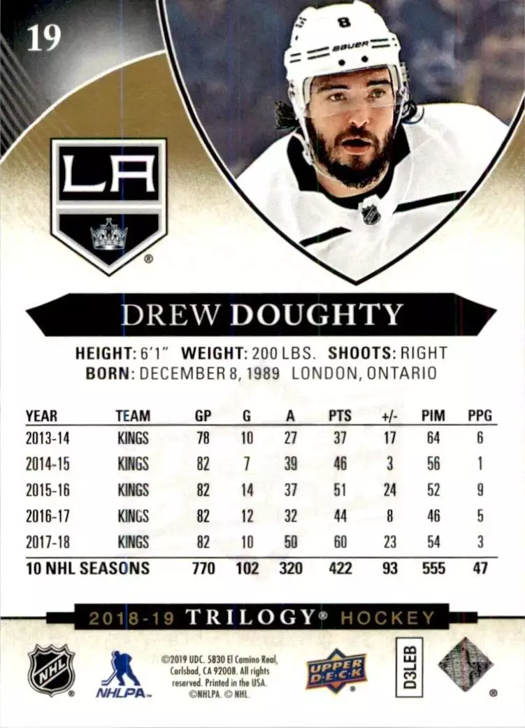 2018-19 Upper Deck Trilogy #19 Drew Doughty 1
