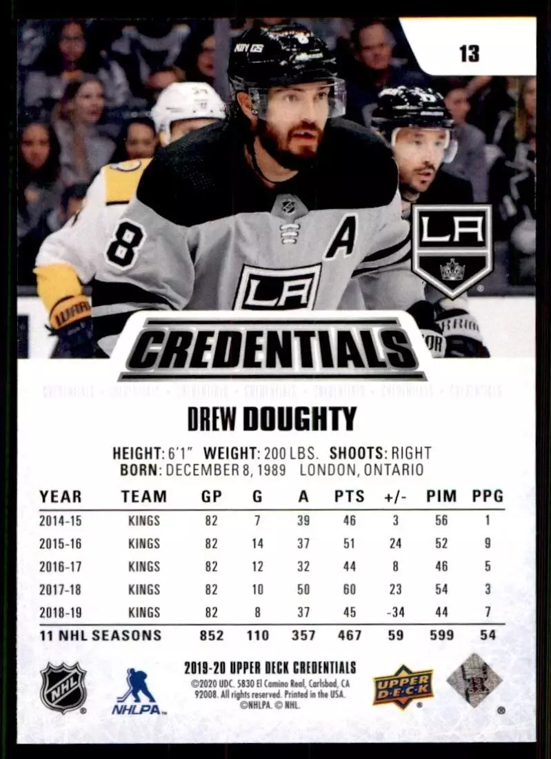 2019-20 Upper Deck Credentials #13 Drew Doughty 1