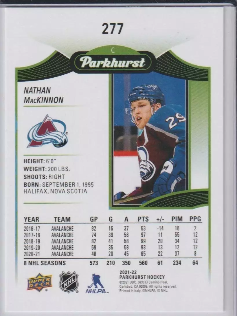 2021-22 Parkhurst #277 Nathan MacKinnon 1