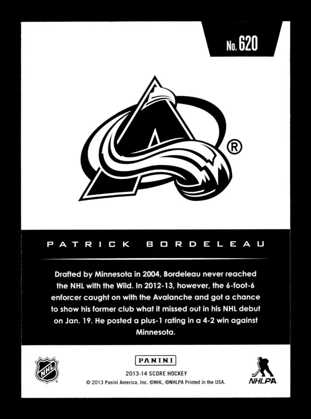 2013-14 Score #620 Patrick Bordeleau HR RC 1