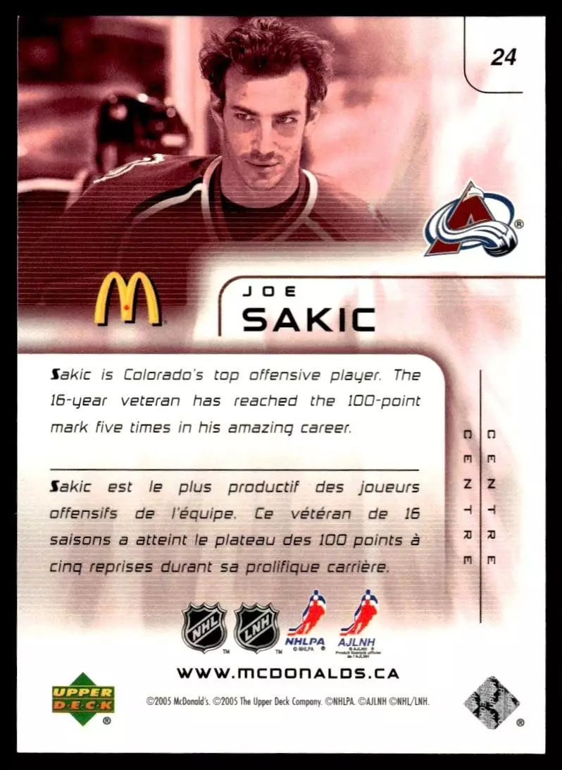 2005-06 McDonald's Upper Deck #24 Joe Sakic 1