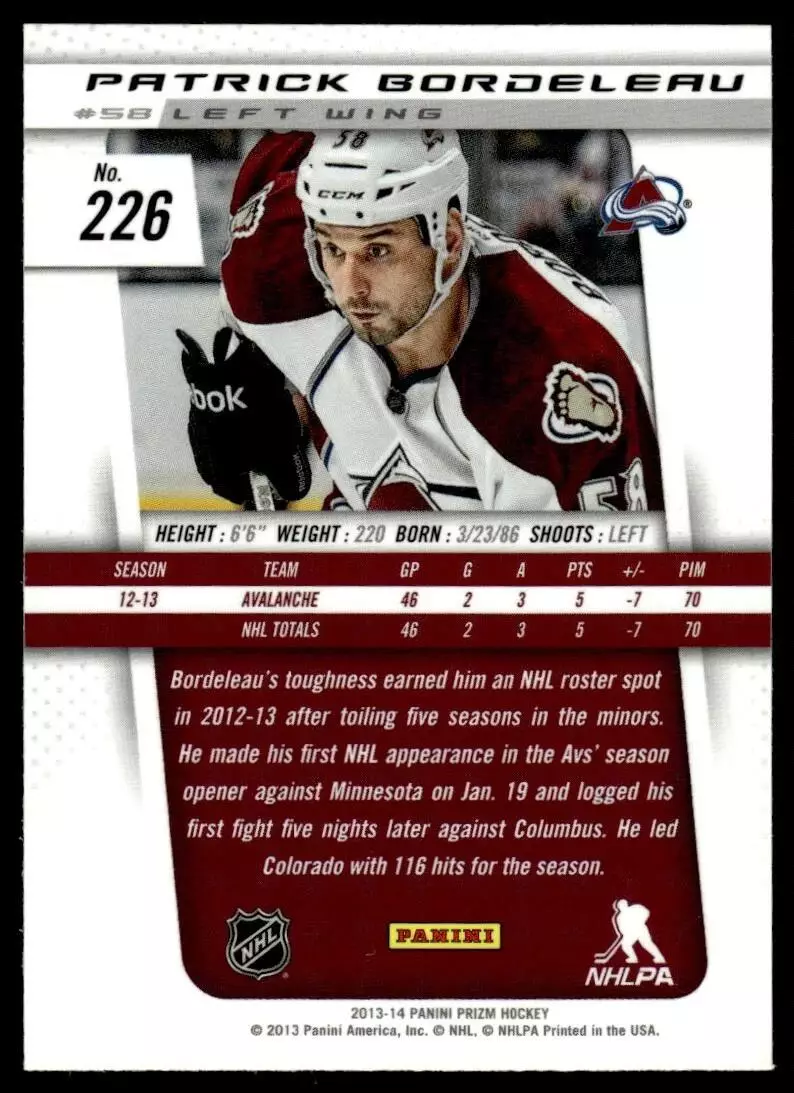 2013-14 Panini Prizm #226 Patrick Bordeleau RC 1