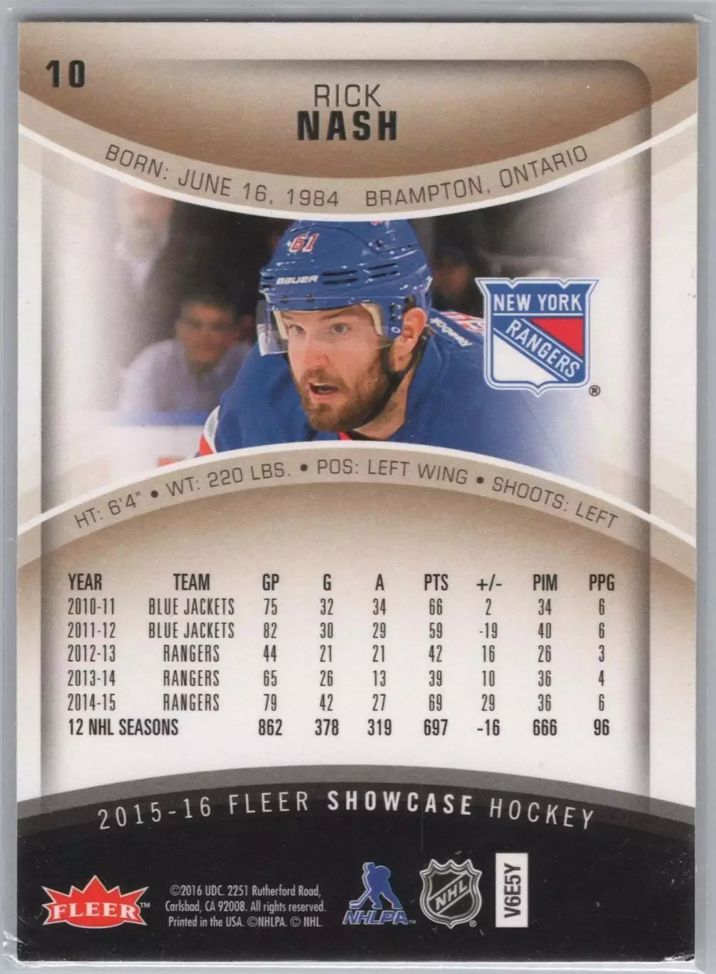 2015-16 Fleer Showcase #10 Rick Nash 1