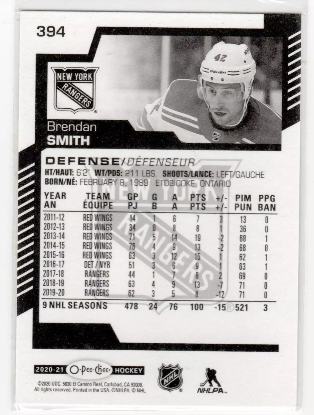 2020-21 O-Pee-Chee #394 Brendan Smith 1