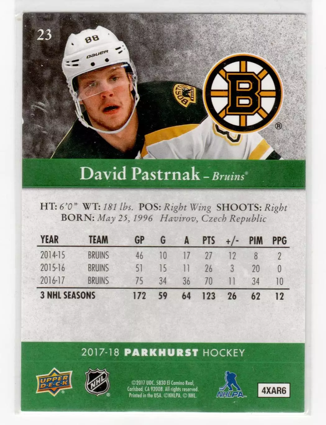 2017-18 Parkhurst #23 David Pastrnak 1