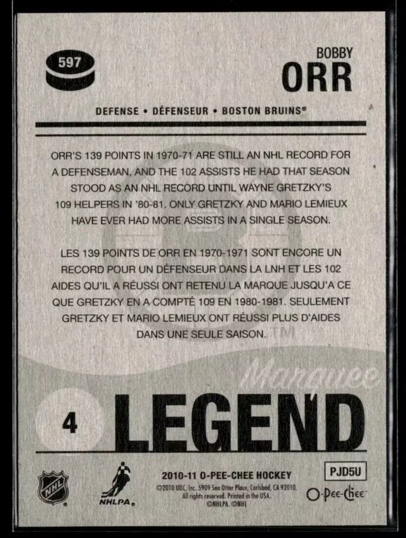 2010-11 O-Pee-Chee #597 Bobby Orr L 1