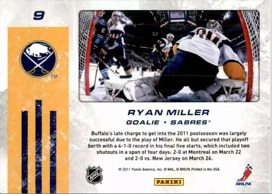 2011-12 Score Net Cam #9 Ryan Miller 1