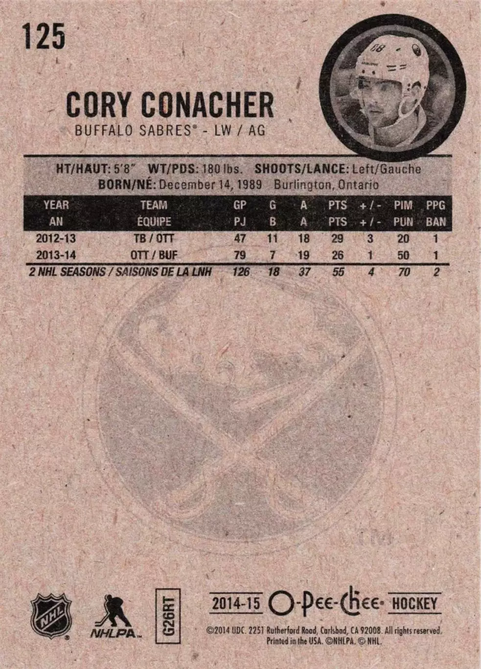 2014-15 O-Pee-Chee #125 Cory Conacher 1