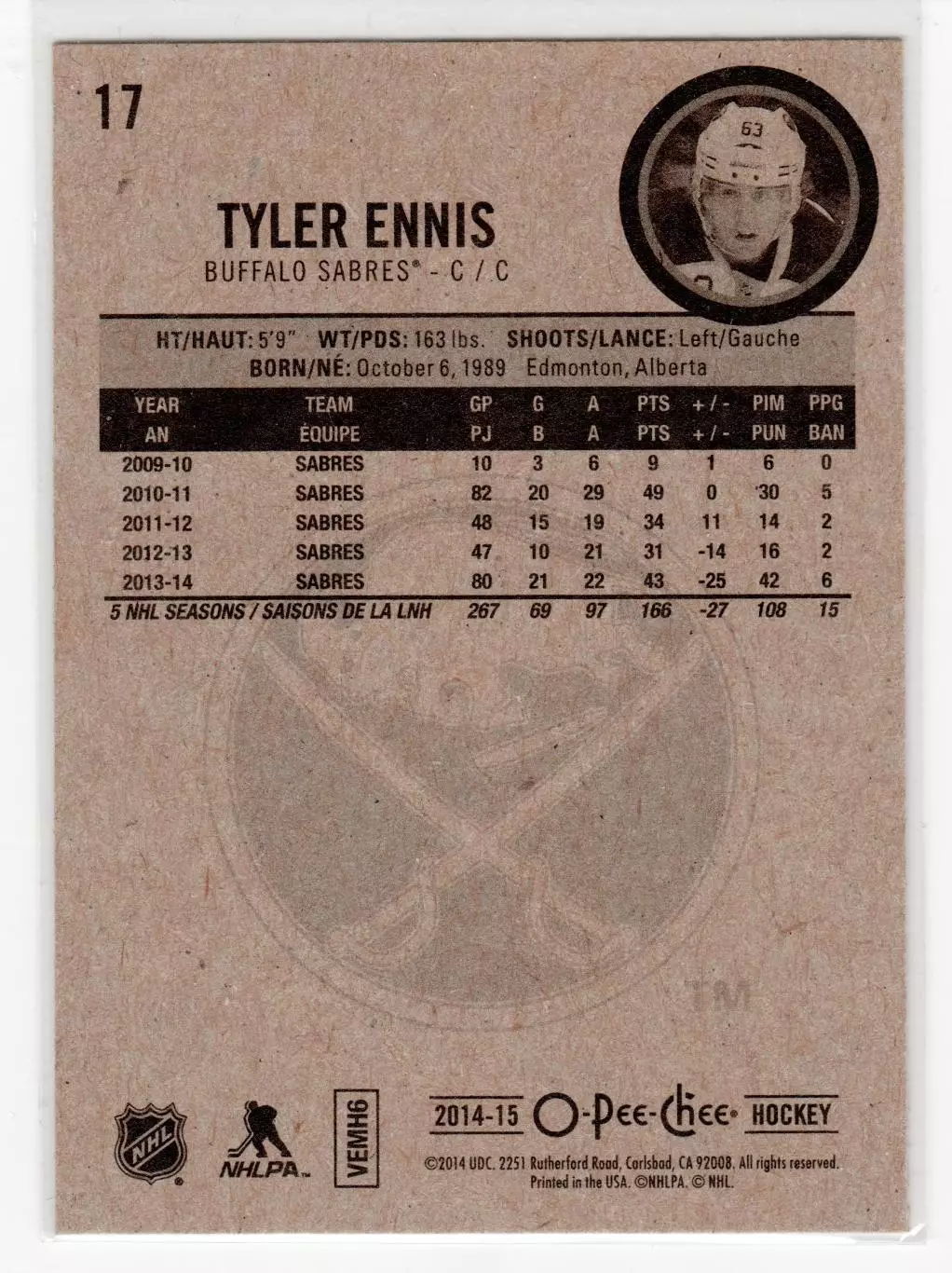 2014-15 O-Pee-Chee #17 Tyler Ennis 1