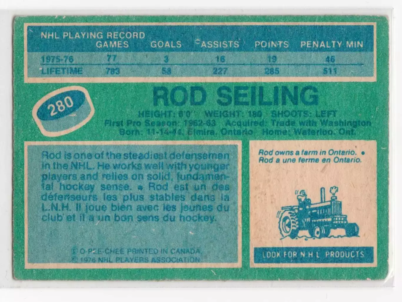 1976-77 O-Pee-Chee #280 Rod Seiling 1