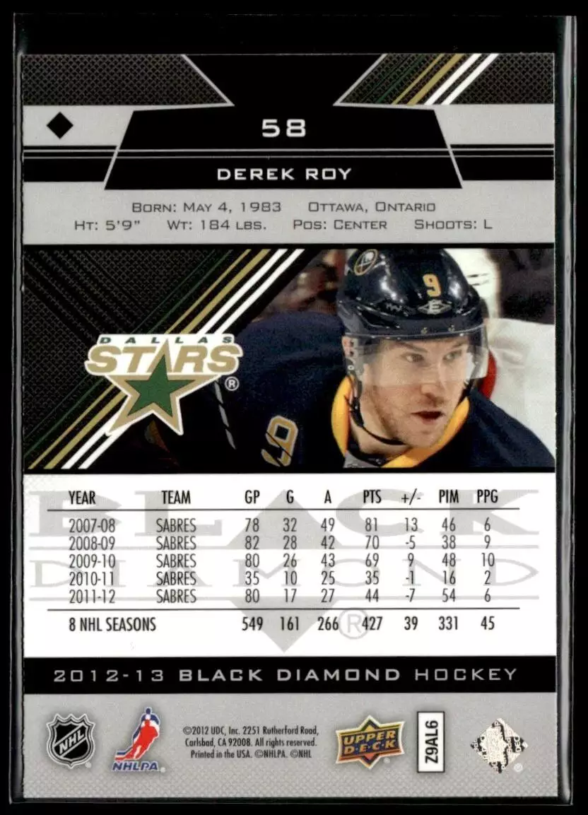 2012-13 Black Diamond #58 Derek Roy 1