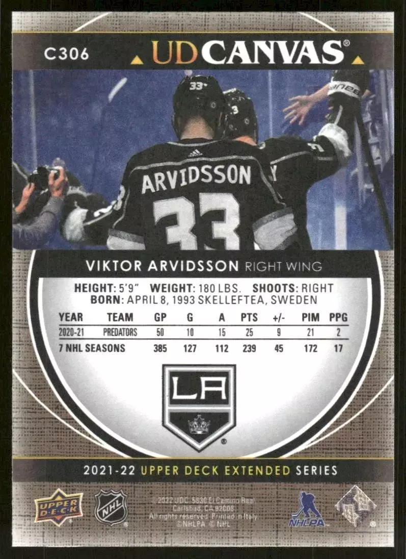2021-22 Upper Deck Canvas #C306 Viktor Arvidsson 1