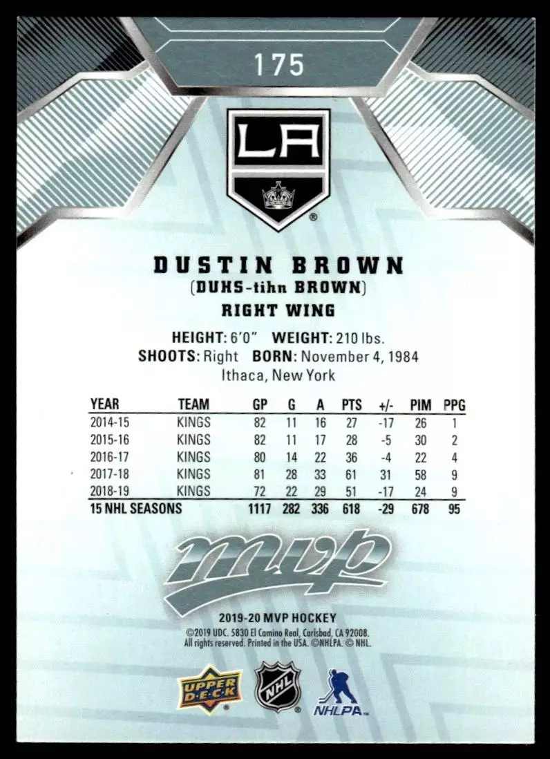 2019-20 Upper Deck MVP #175 Dustin Brown 1