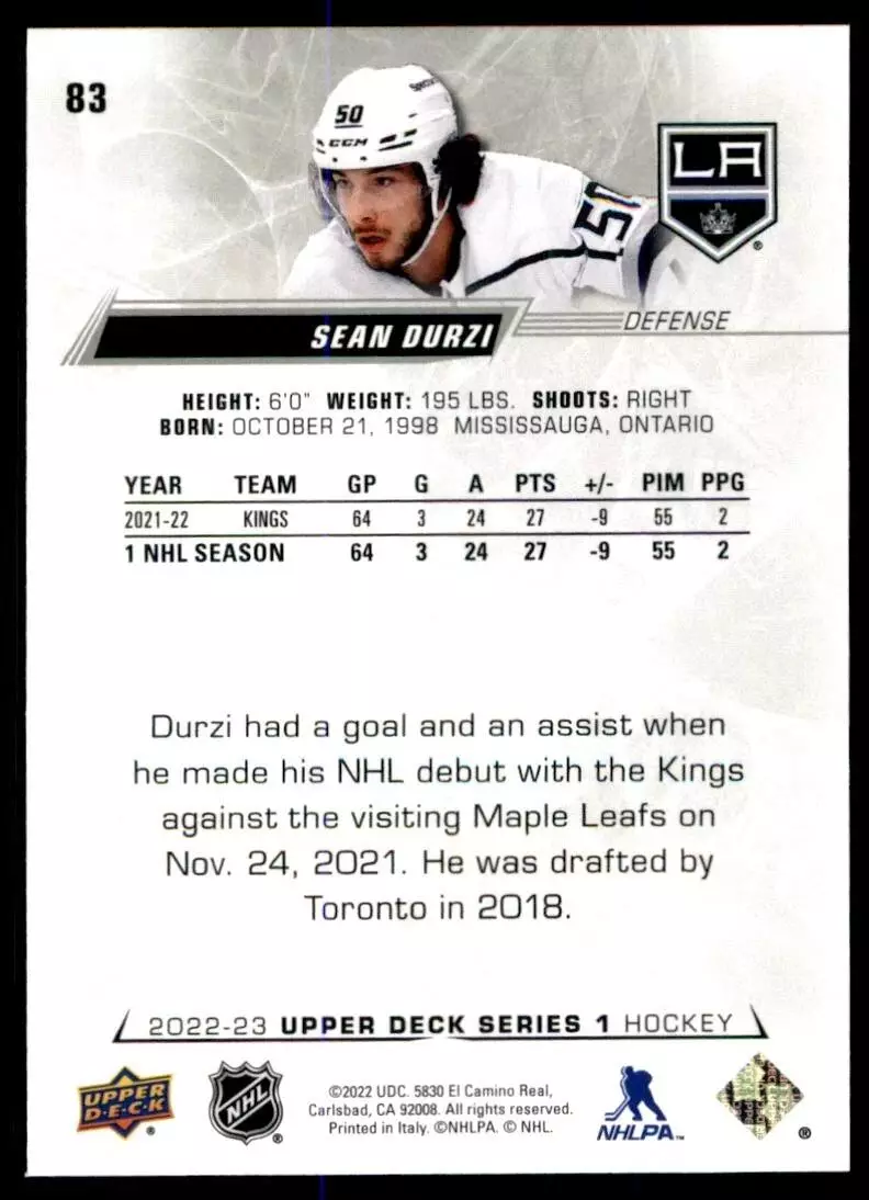 2022-23 Upper Deck #83 Sean Durzi 1