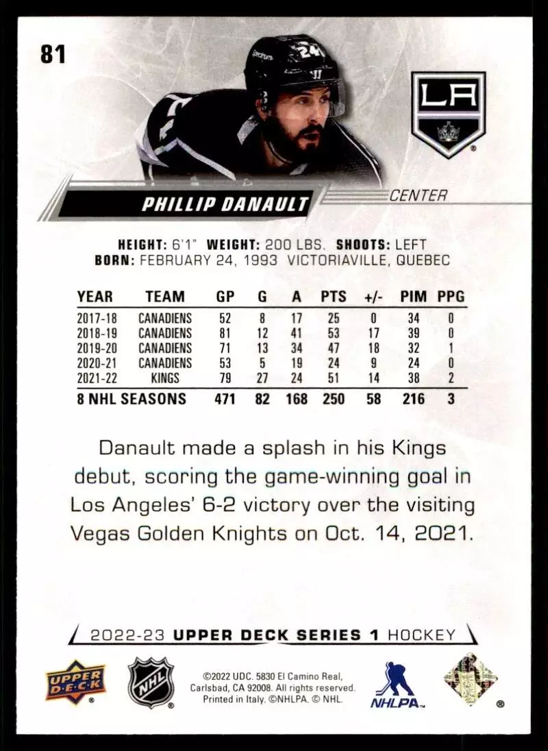 2022-23 Upper Deck #81 Phillip Danault 1