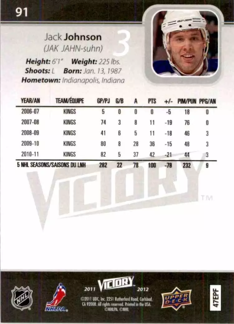 2011-12 Upper Deck Victory #91 Jack Johnson 1
