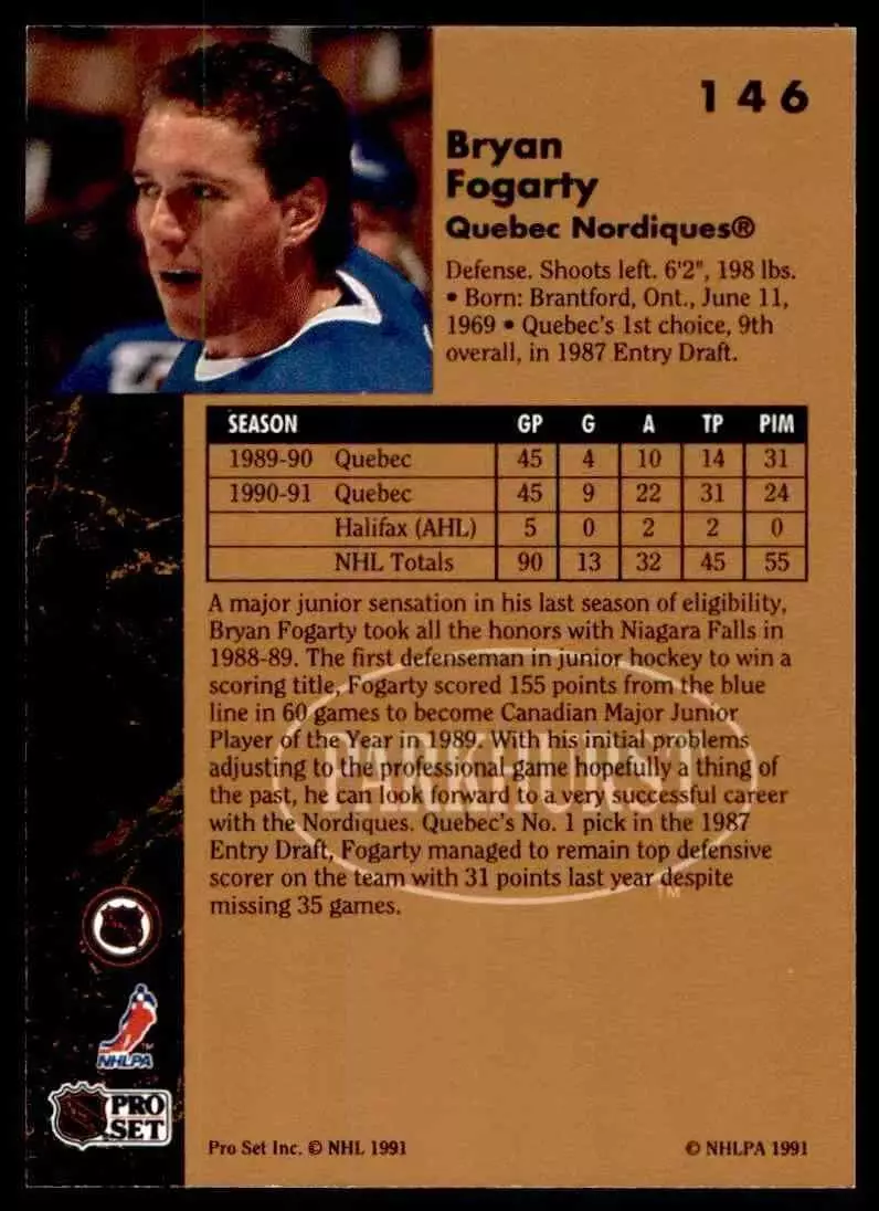 1991-92 Parkhurst #146 Bryan Fogarty 1
