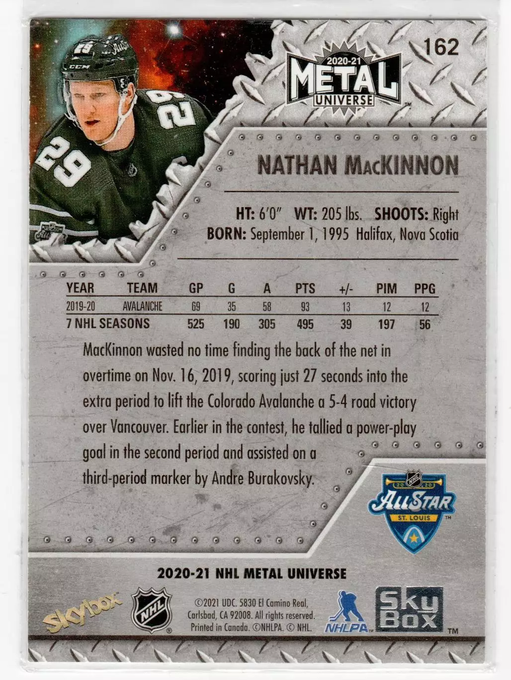 2020-21 Metal Universe #162 Nathan MacKinnon AS 1