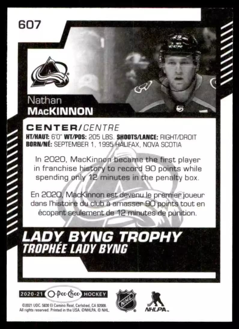 2020-21 O-Pee-Chee #607 Nathan MacKinnon AW 1