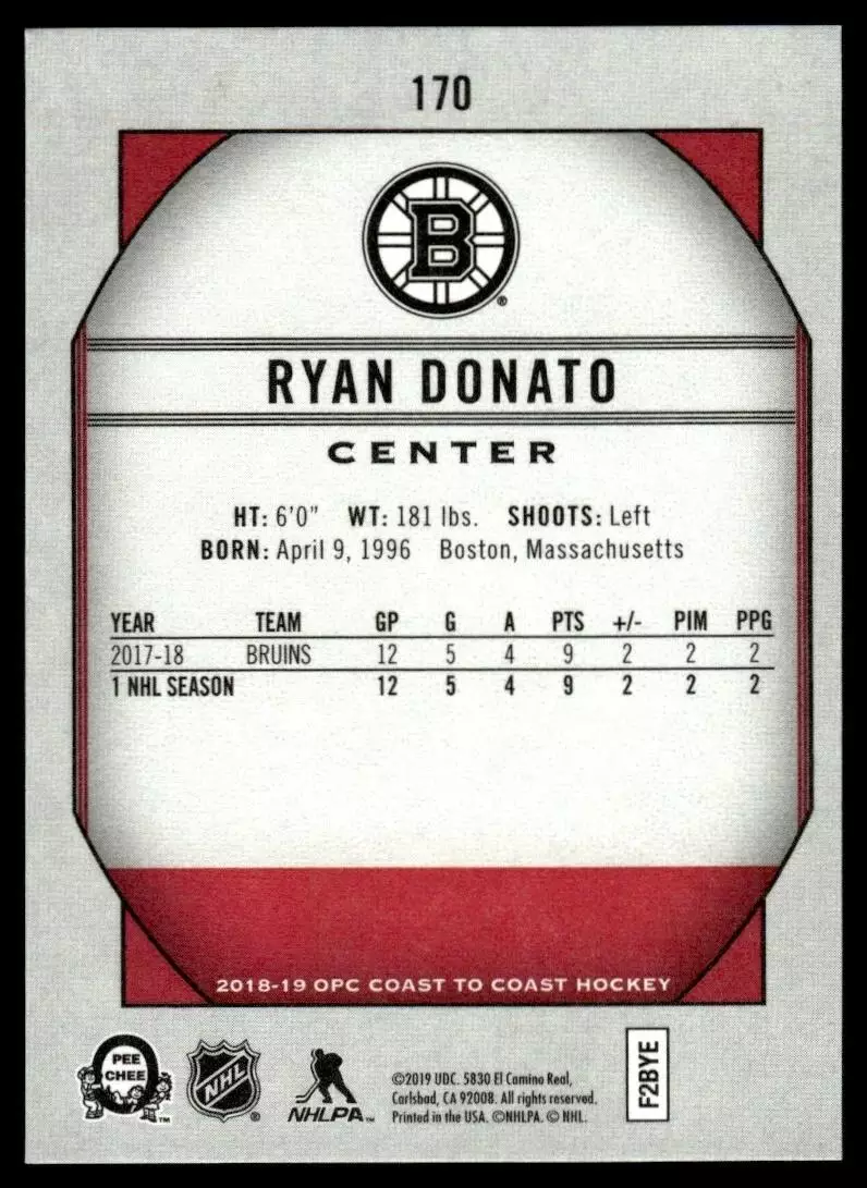 2018-19 O-Pee-Chee Coast to Coast #170 Ryan Donato RC 1