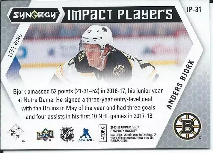 2017-18 Synergy Impact Players #IP31 Anders Bjork 1