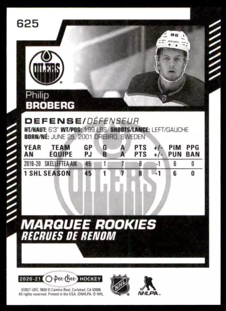 2020-21 O-Pee-Chee #625 Philip Broberg RC 1