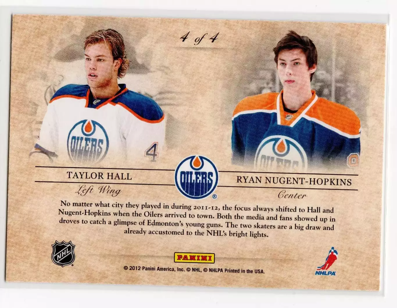 2011-12 Elite Series Dual #4 Taylor Hall/Ryan Nugent-Hopkins 1