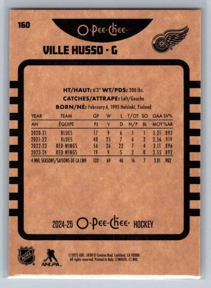 2024-25 O-Pee-Chee Retro #160 Ville Husso 1