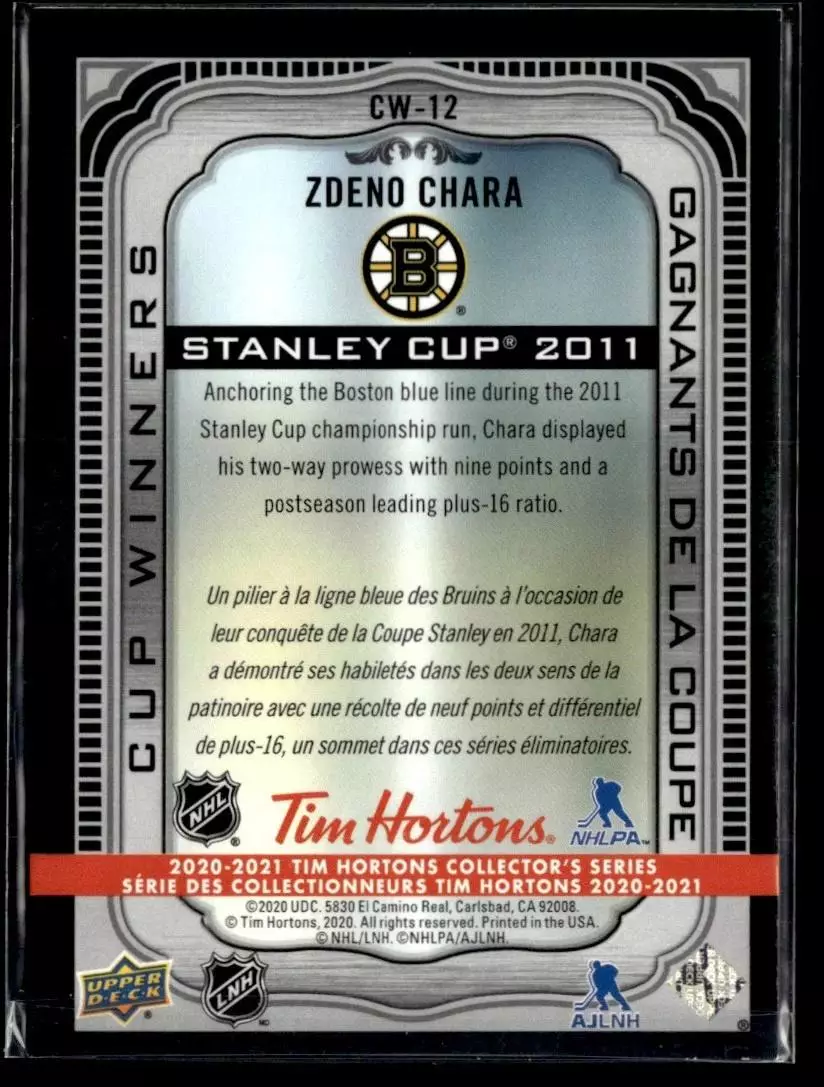 2020-21 Upper Deck Tim Hortons Cup Winners #CW12 Zdeno Chara 1