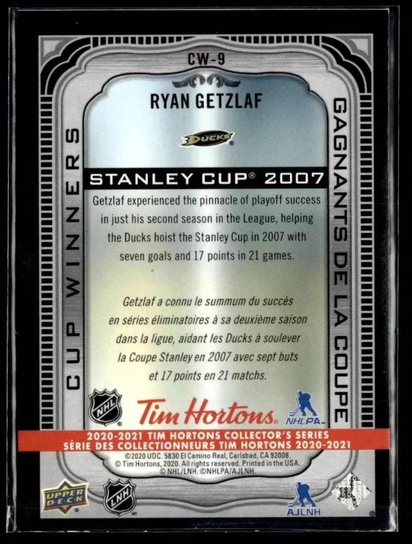 2020-21 Upper Deck Tim Hortons Cup Winners #CW9 Ryan Getzlaf 1