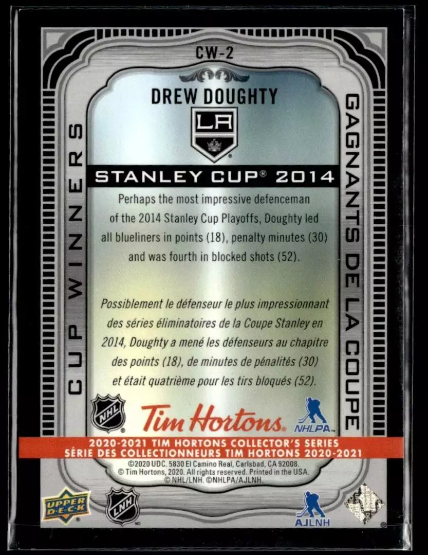 2020-21 Upper Deck Tim Hortons Cup Winners #CW2 Drew Doughty 1