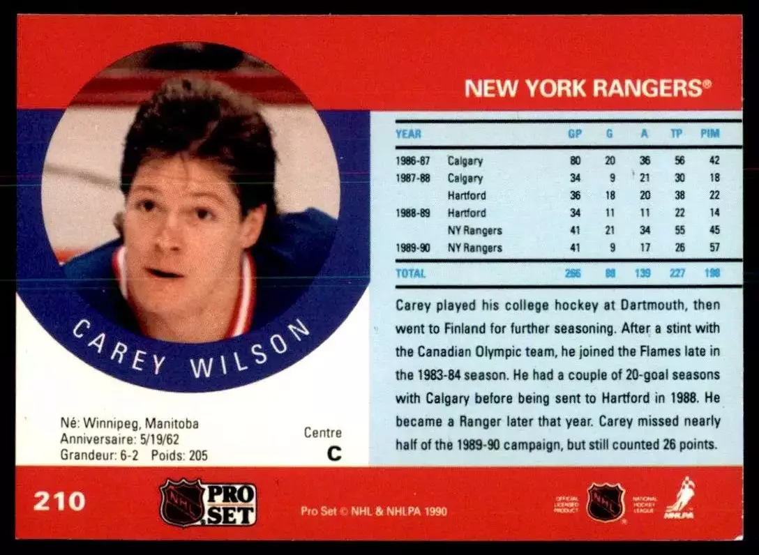 1990-91 Pro Set #210 Carey Wilson 1
