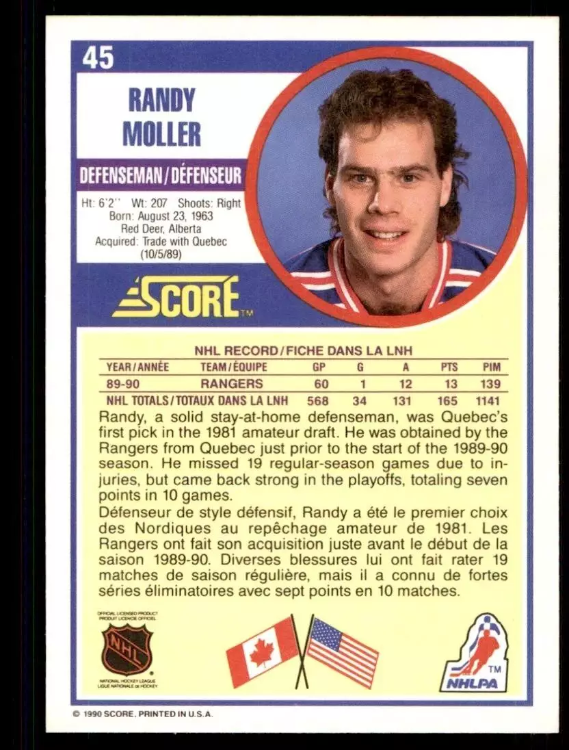1990-91 Score #45 Randy Moller 1