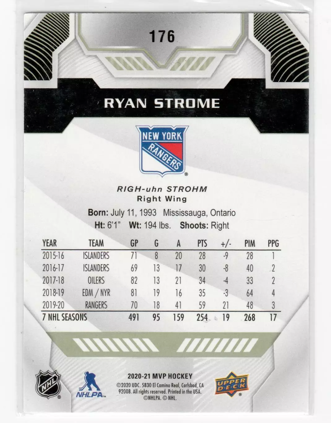 2020-21 Upper Deck MVP #176 Ryan Strome 1