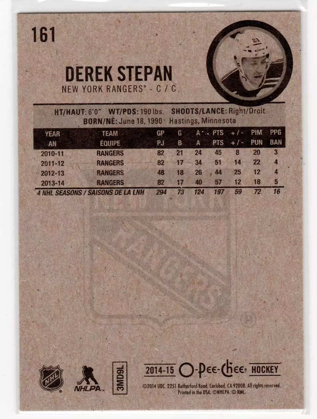 2014-15 O-Pee-Chee #161 Derek Stepan 1