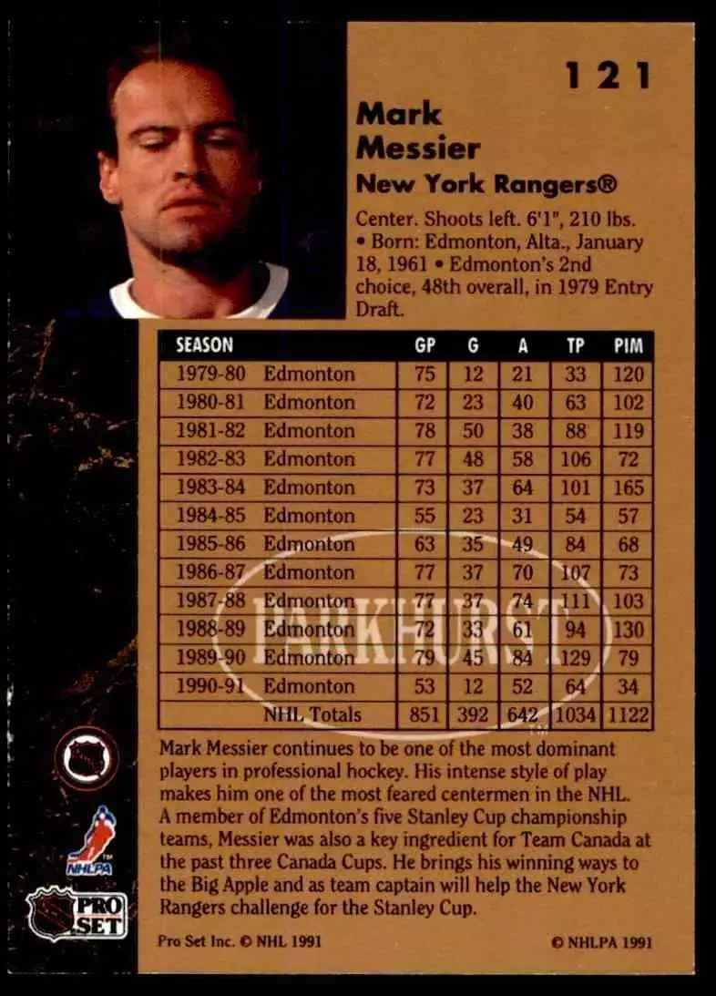 1991-92 Parkhurst #121 Mark Messier 1