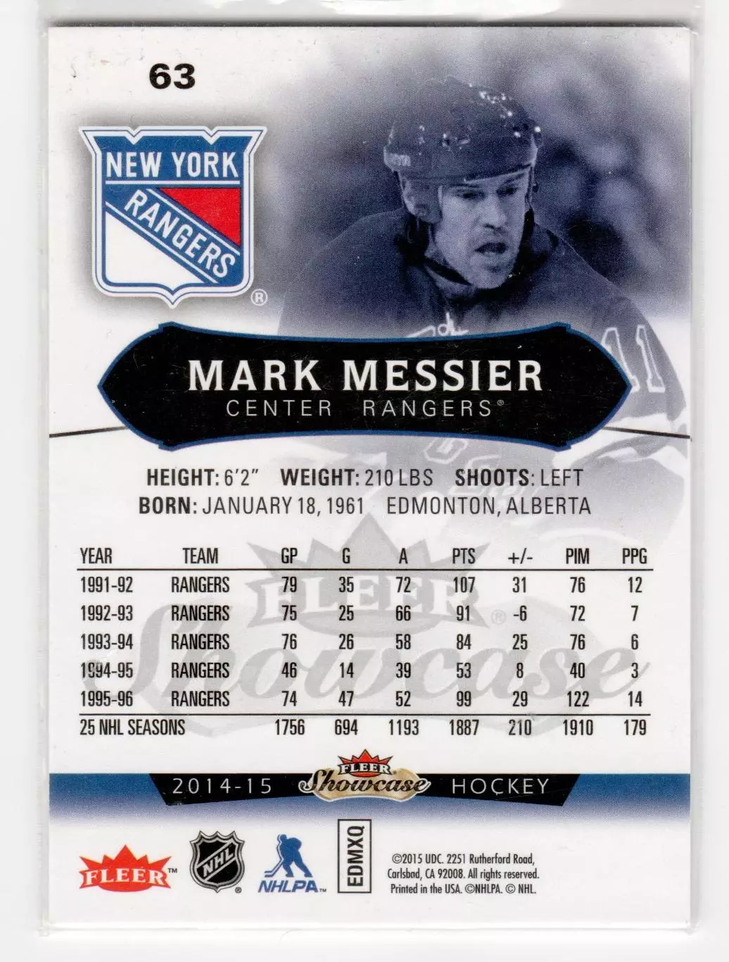2014-15 Fleer Showcase #63 Mark Messier 1