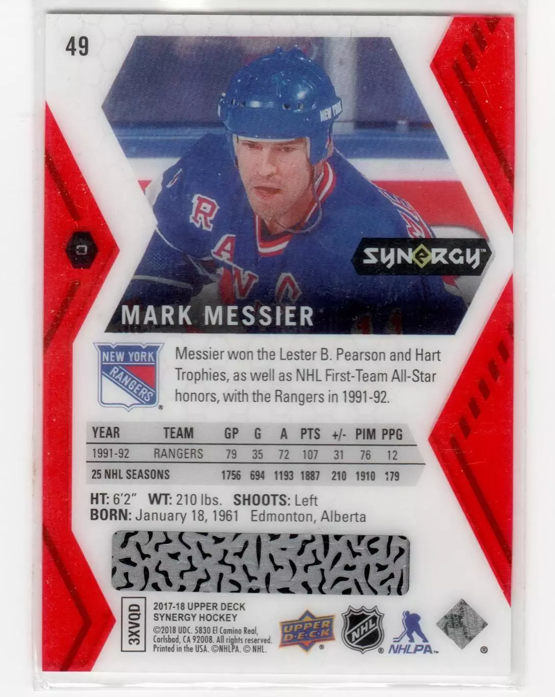 2017-18 Synergy Red Bounty #49 Mark Messier 1