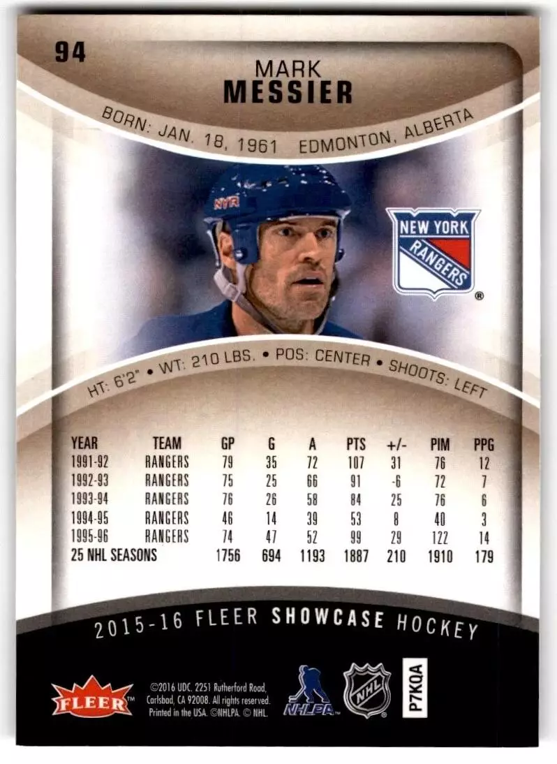 2015-16 Fleer Showcase #94 Mark Messier 1
