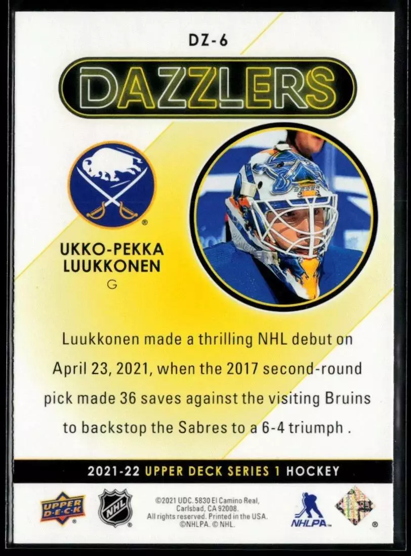 2021-22 Upper Deck Dazzlers Red #DZ6 Ukko-Pekka Luukkonen 1